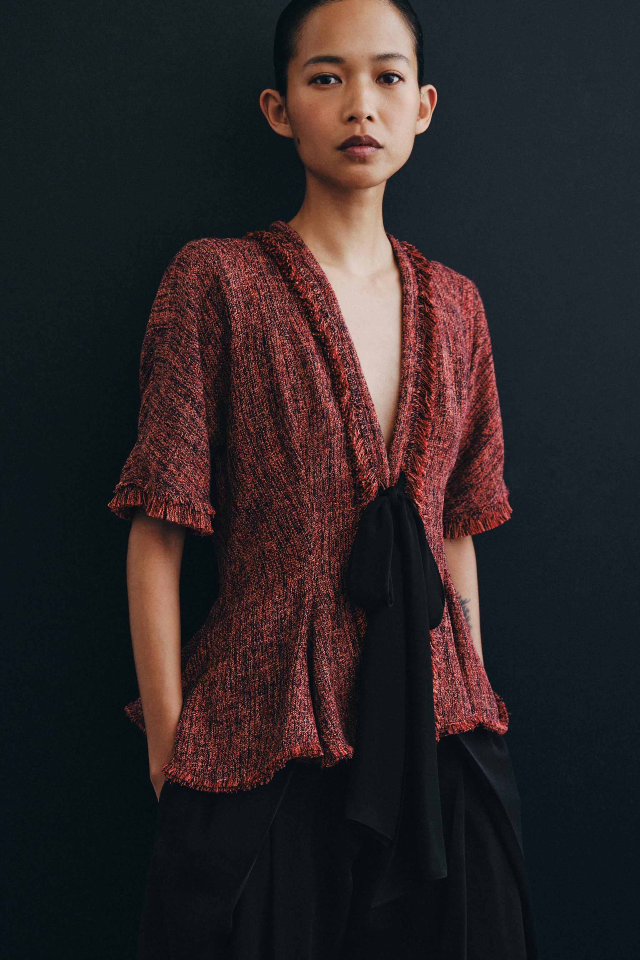 ZW COLLECTION FRINGED PEPLUM TOP